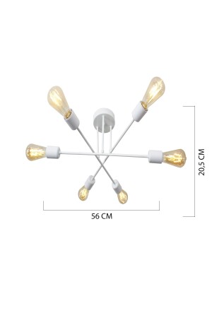 Akra 6-teiliger weißer Decken-/Plafon-Kronleuchter - 3