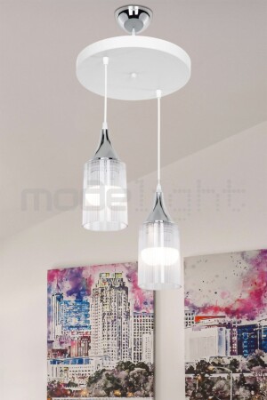 Aksel 2li Beyaz - Krom Dekoratif Duylu ASZ.1659 - Modelight