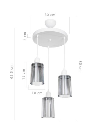 Aksel 3'lü Avize Füme Optik Camlı Beyaz B-101261 - 3