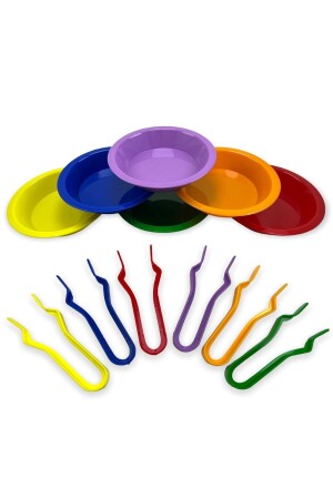 Aktarma Seti - Kase Ve Cımbızlar Set Montessori (6 ADET KASE 6 ADET CIMBIZ 12 ADET) - Bambapaw