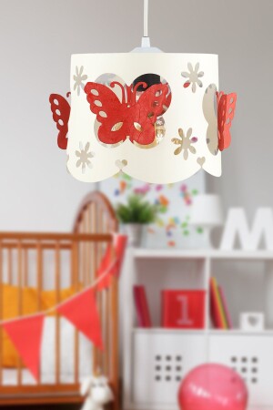 Alara Tekli Avize Beyaz Kırmızı Kelebek BEG1213BEG01 - Begüsa