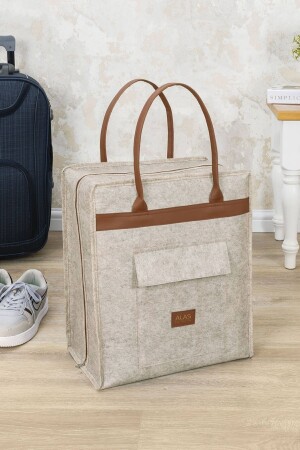 Alas Schuh-Reisetasche mit Ledergriff – Braun F1768 - 1