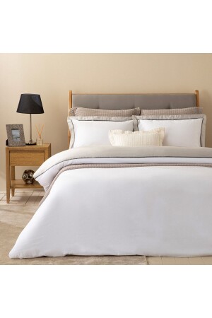 Alberta Bettbezug-Set, 200 x 220 cm, Weiß/Kaltgrau, CD231TEK330 - Chakra