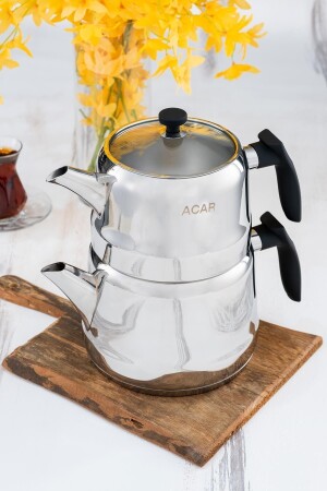 Alegra Silver Large Size 1,35 / 2,50 Lt Steel Teekanne Set 0341 XRD-22-0341/6 - ACAR