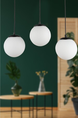 Alegro 3.lü Sıralı Avize Siyah Beyaz Cam BEG1222BEG03-S - Begüsa