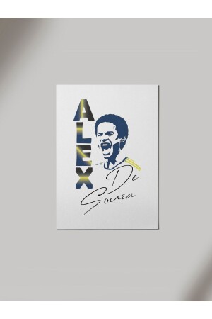 Alex De Souza Silhouette Fußballporträt signiertes Fenerbahçe-Holzplakatgemälde - 1