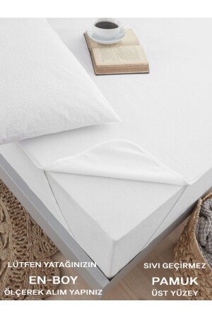 Alez Pamuklu Su Sıvı Geçirmez 4 Köşe Beyaz Yatak Koruyucu Tek Çift Kişilik Terletmeyen Yatak Alezi VESSİNO202100008 - VESSİNOHOME