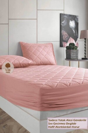 Alez Pudra %100 Pamuk Kapitone Yatak Koruyucu Alez Fitted Çarşaf - Formeya