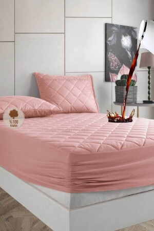 Alez Set Pudra % 100 Pamuk Kapitone Sıvı Geçirmez Alez Ve Yastık Koruyucu Set gksgs - Formeya