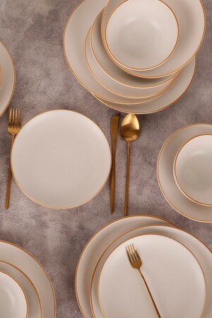 Alfa 24 Parça 6 Kişilik Yemek Takımı Mat Beyaz SRG89 - Keramika