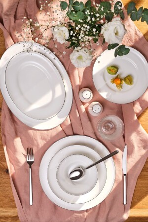 Alicia Fine Bone 60 Parça 12 Kişilik Yemek Takımı Yuvarlak Platin 600.15.01.2581-1 - Emsan