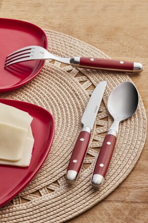 Alina 18-teiliges Dessertgabel-, Löffel- und Messerset für 6 Personen, Rot 153. 09. 01. 0244 - 3