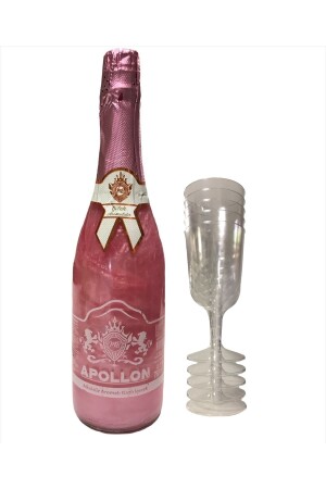 Alkoholfreier Champagner „Bride To Be“-Partygetränk mit Erdbeergeschmack, rosafarbener Cocktail, 750 ml, mit Glas - 1