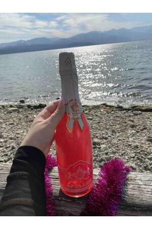 Alkoholfreier Champagner „Bride To Be“-Partygetränk mit Erdbeergeschmack, rosafarbener Cocktail, 750 ml, mit Glas hppygnc368 - 5