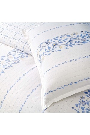 Allday Perlmutt-Baumwollsatin-Bettbezug-Set für King-Size-Betten, Blau - 4