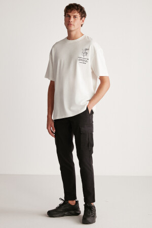 Alonzo Herren-T-Shirt in Oversize-Passform, 100 % Baumwolle, bestickt und bedruckt, Ecru ALONZO01042023 - 6