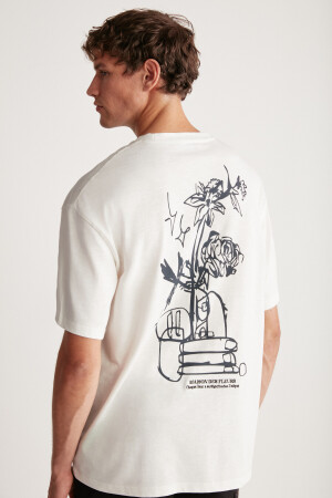 Alonzo Herren-T-Shirt in Oversize-Passform, 100 % Baumwolle, bestickt und bedruckt, Ecru ALONZO01042023 - 5