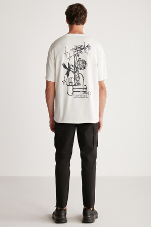 Alonzo Herren-T-Shirt in Oversize-Passform, 100 % Baumwolle, bestickt und bedruckt, Ecru ALONZO01042023 - 7
