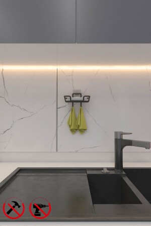 مُنَفِّذ الصابون الصلب ومتصدر الأطباق المُنظّم المُحافظ على الإسفنجات مع الغرامات المُلصّقة الأسود - Alper Banyo