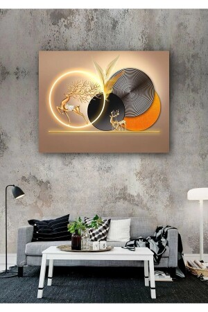 Altın Geyikler Kanvas Tablo RENG - Şehzat