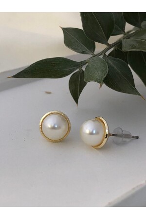 Altın Kaplama Inci Top Küpe - Mrise