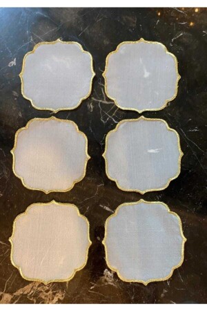 Altın Nakışlı Altılı Kokteyl Peçetesi - Dantel Evi