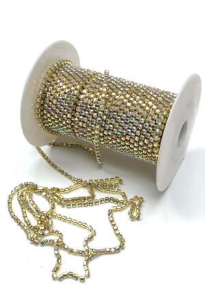 Altın Sarısı Kristal Taşlı Metal Yuvalı Şerit 1 Metre 16 Mm - Hayalperest Boncuk