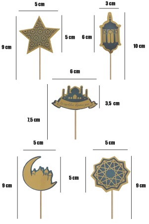 Altın Varak Detaylı Hoşgeldin Ramazan Temalı Kürdan Set 10 Adet YDPRTHSGLDNRMZN-T - 4