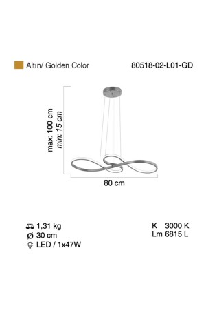 Alva LED Desktop Gold Pendelleuchte 80518-02-lo1-gd HT023 - 4