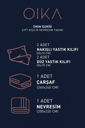 Always Kolay Ütülenir %100 Pamuk Nakışlı Çift Kişilik Nevresim Takımı 202303ALW01 - 5