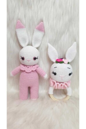 Amigurumi Organik Örgü Oyuncak Çıngırak Ve Tavşan Set ZHLU187 - 1