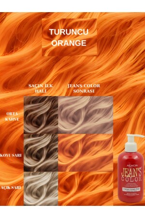 Ammoniakfreies farbiges Haarfärbemittel Orange 250 ml. Geruchloser orangefarbener Haarfarbstoff auf Wasserbasis - 1