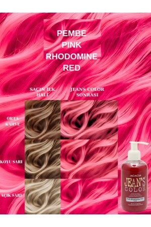 Amonyaksız Pembe Renkli Saç Boyası 250 ml Kokusuz Su Bazlı Pink Rhodomine Red Hair Dye - 2