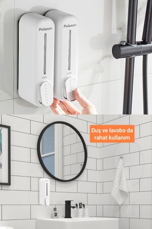 An der Wand montierbarer 350-ml-Seifenspender für Badezimmer, montierte Shampoo-Flüssigseifenflasche für Badezimmer sbno-984 - 3