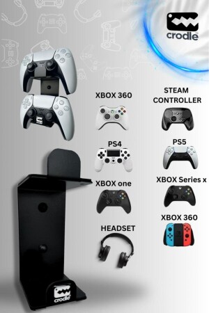 An der Wand montierbarer Gaming-PS4-PS5-Xbox-Joystick-Controller-Halter und Kopfhörerständer-Organizer-Wandzubehör - 3