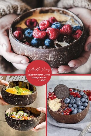 كأس جوز الهند الطبيعي (كأس جوز الهند) كأس قشرة جوز الهند كأس سلطة الطعام الفاكهة - Anadolu Saray Çarşısı