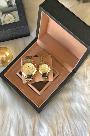 Analoge Armbanduhr mit doppeltem goldenem Stahlgehäuse (die Box auf dem Bild wird nicht geliefert).Wird mit Geschenkbox geliefert) MNKNS231 - 1