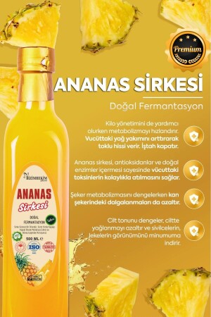 Ananas Sirkesi %100 Doğal Fermantasyon Pineapple Vinegar 500 Ml Cam hkm194 - 2