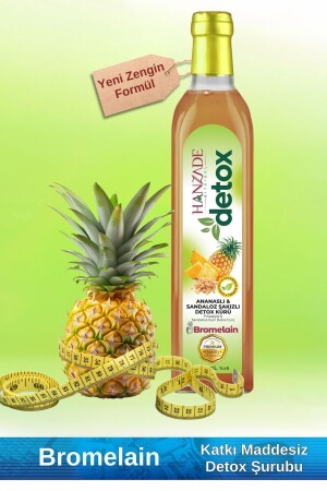 Ananaslı & Sandaloz Sakızlı Detox Şurubu Kürü Bromelain 475 ml Güçlü Antioksidan Formül - 1