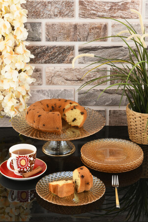 Angdesign Belinda Glas-Dessert- und Kuchen-Set, 7-teilig, Bernsteinfarben, 77425 - 3