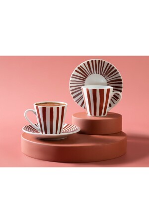 Angle Porzellan-Set mit 2 Kaffeetassen 80 ml Weinrot 10037552 - English Home