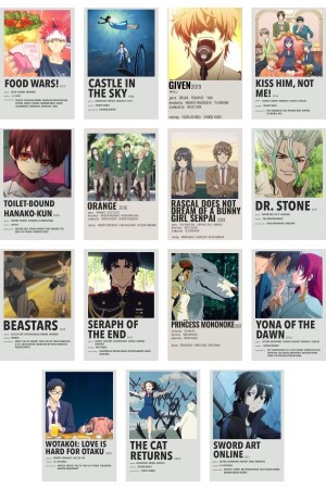 Anime-Wandposter-Set – Manga-Poster-Collage-Set – 60-teilig – selbstklebende Rückseite – Box-Set - 7