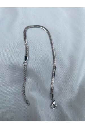 Anlaufgeschütztes, flaches italienisches Unisex-Stahlarmband mit Kette aus Silber - 9