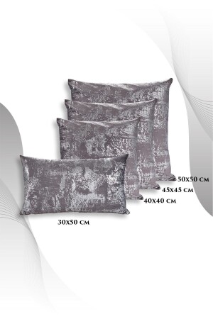 Anthrazit-Silber-Kissenbezug, dekorativ, gemusterter Samt, weich, Wohnzimmer, Sofa, K-VARAK-1 - 4
