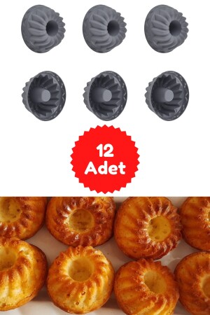 Anthrazitfarbene 12-teilige Silikon-Mini-Kuchenform – Muffinform. 12-teilige Cupcake-Form - 3