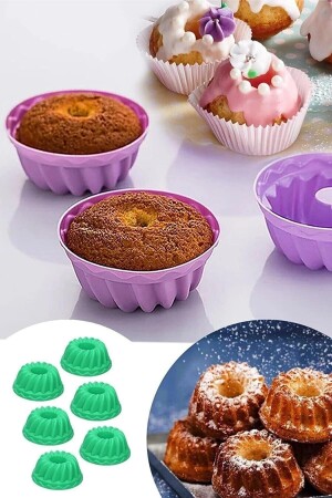 Anthrazitfarbene 6-teilige Mini-Kuchenform aus Silikon – Muffinform. 6-teilige Cupcake-Form - 5