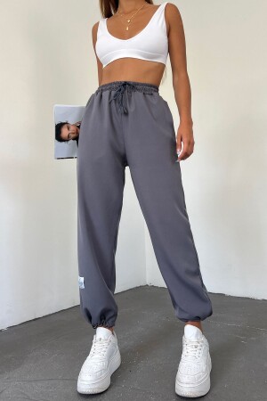 Anthrazitfarbene, verstellbare Bein-Oversize-Lose-Hose/Jogginghose für Damen - 1