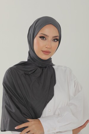 Anthrazitfarbener luxuriöser Schal aus gekämmter Baumwolle – Damen-Hijab-Jersey-Hijab-Lycra-Schal - 2