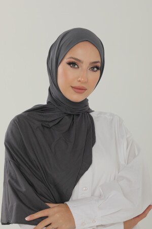 Anthrazitfarbener luxuriöser Schal aus gekämmter Baumwolle – Damen-Hijab-Jersey-Hijab-Lycra-Schal - 3