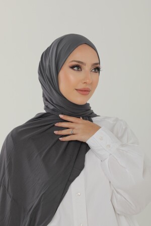 Anthrazitfarbener luxuriöser Schal aus gekämmter Baumwolle – Damen-Hijab-Jersey-Hijab-Lycra-Schal - 5